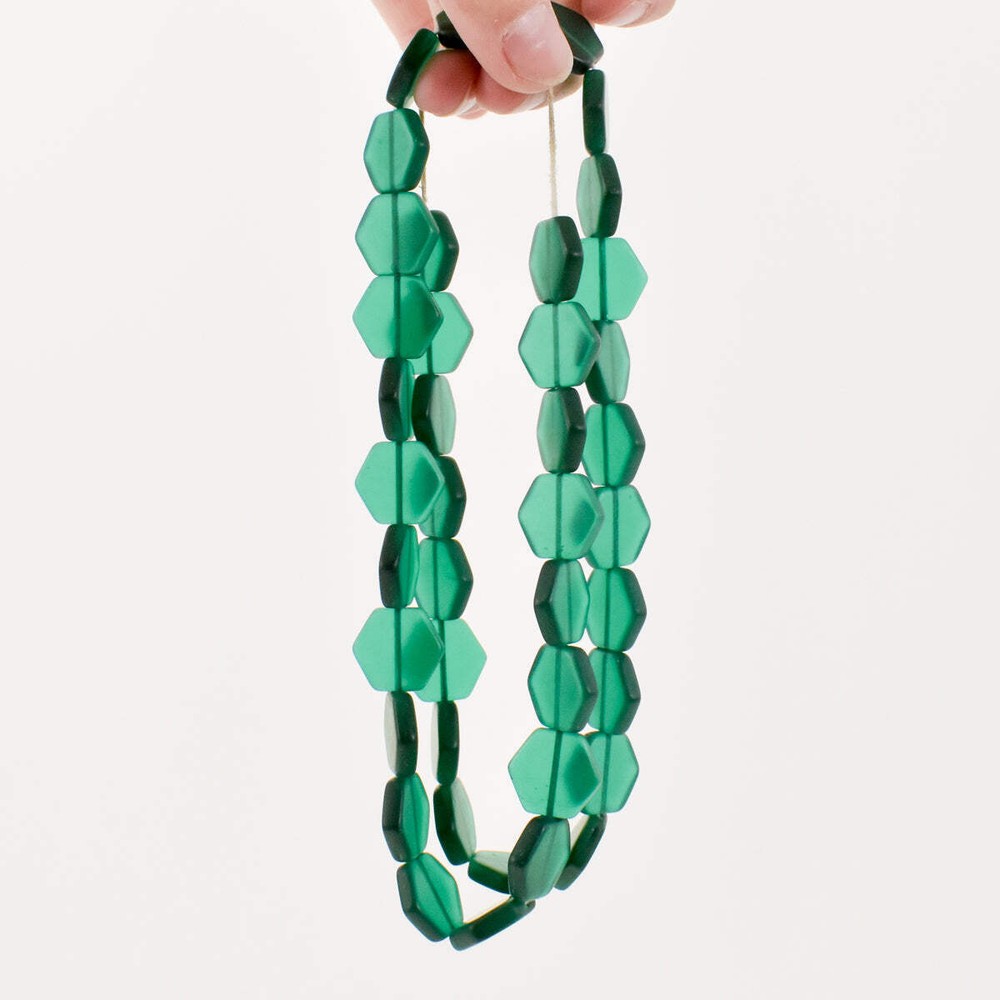 Green Czech Hexagonal Beads