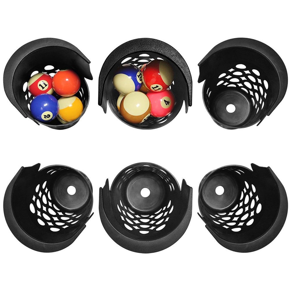 6 PCS Large Capacity Plastic Web Pool Table Pockets Billiard Replacement