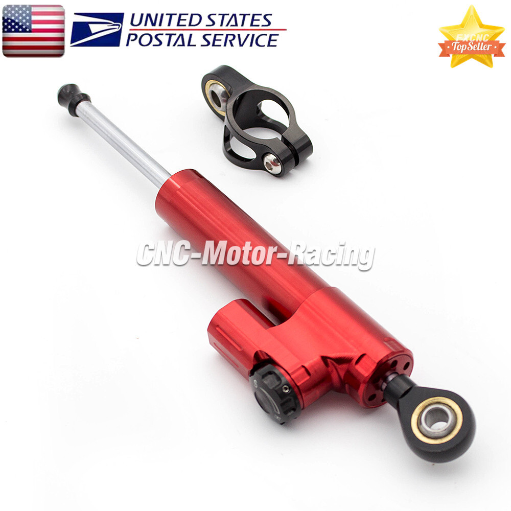 Adjustable CNC Steering Damper Stabilizer Linear Shock Aluminum Motorcycle Red