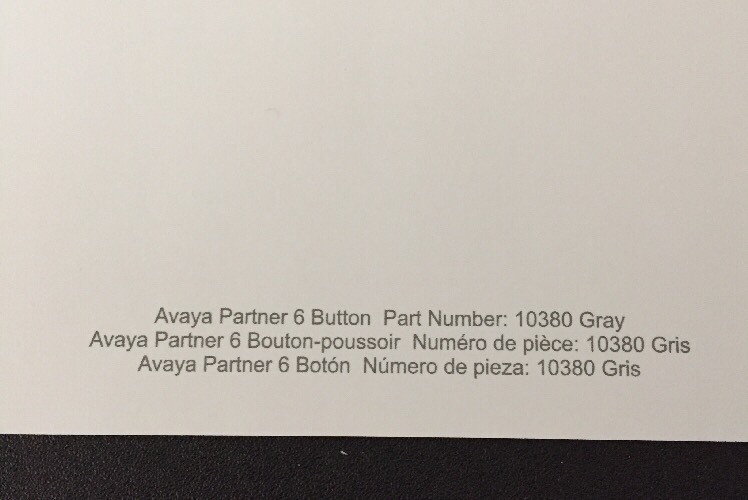 Avaya Partner 6 Button #10380 Gray 8 Sheets