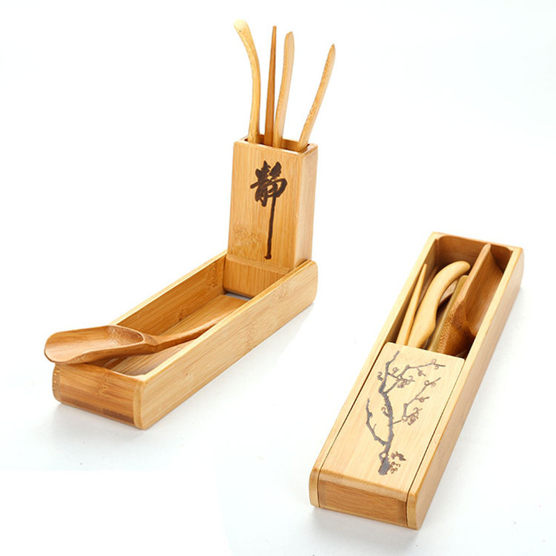 Tea Spoon Kit Box Folding Tea Tool Tea Needle Set Degrees Rotation Clean Clip