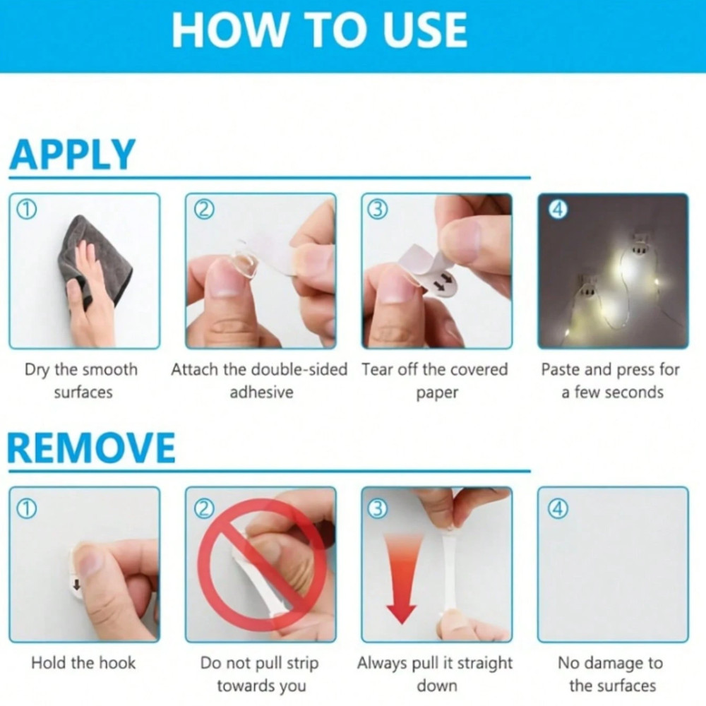 20pcs Mini Hook Self-Adhesive Detachable Traceless Decor Transparent Thread Hook