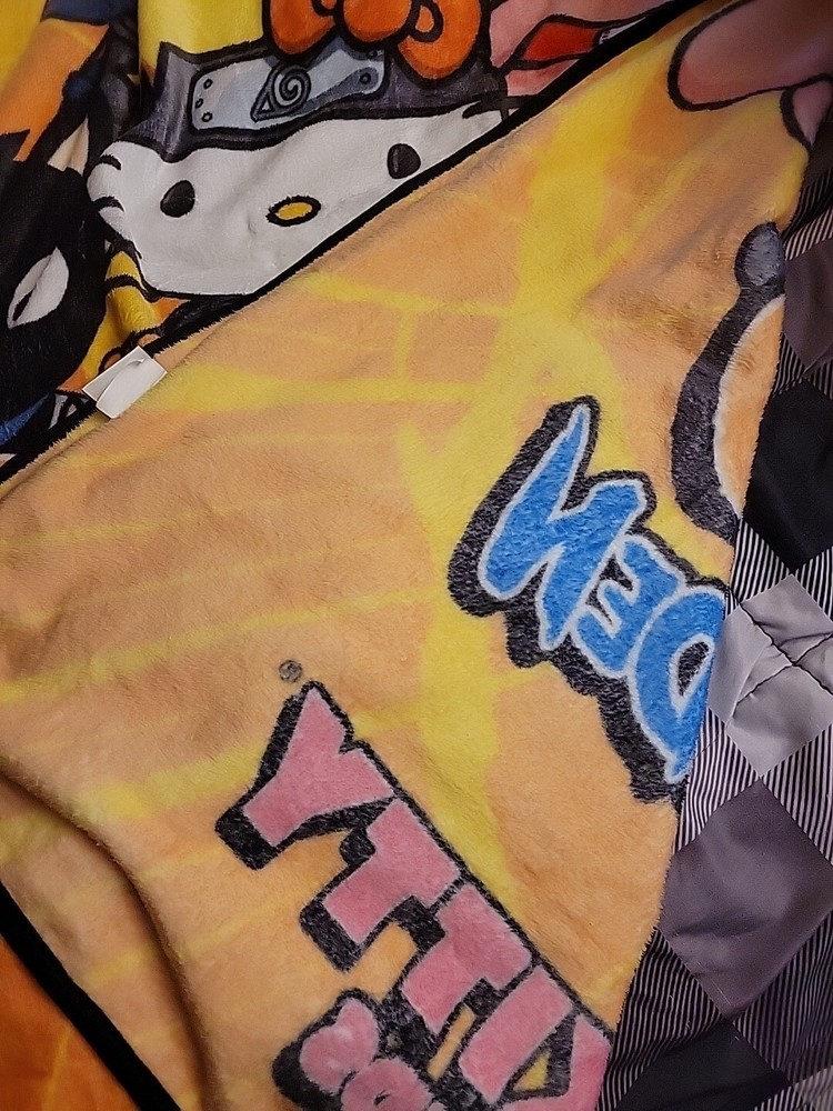 Naruto Shippuden X Hello Kitty Plush Throw Crossover Collab Super Soft