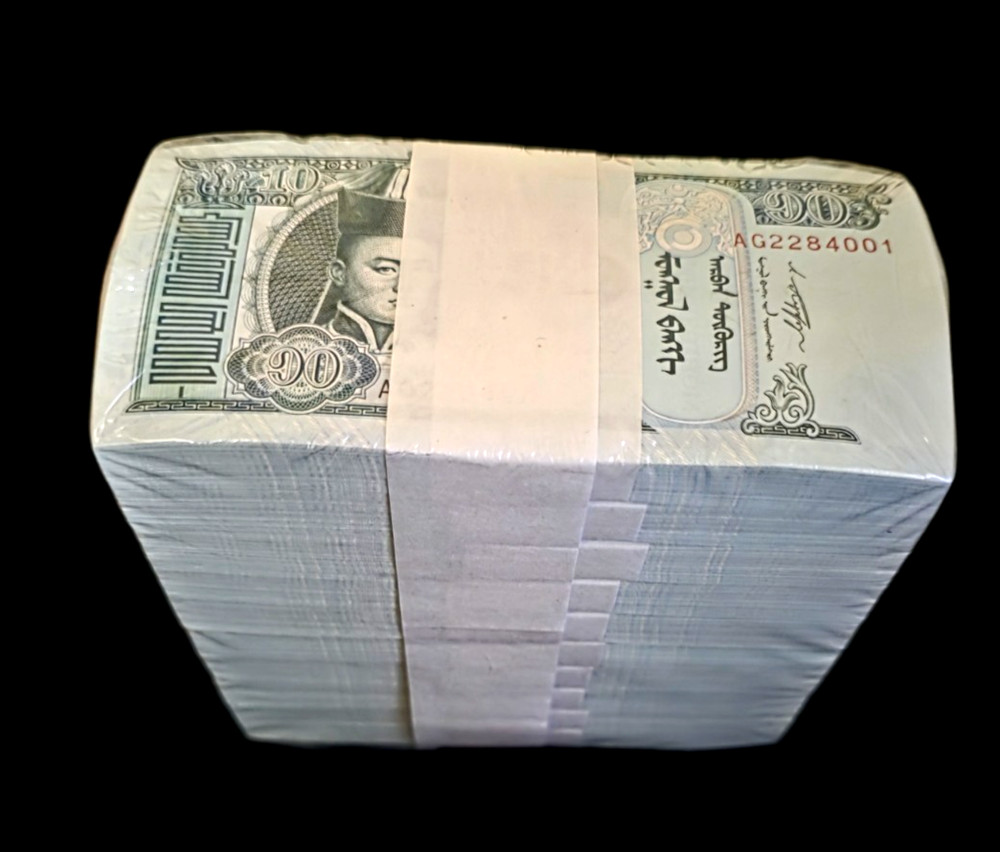 1000 pcs x MONGOLIA 10 Tugrik Banknotes / 2009 / P-62 / Uncirculated brick