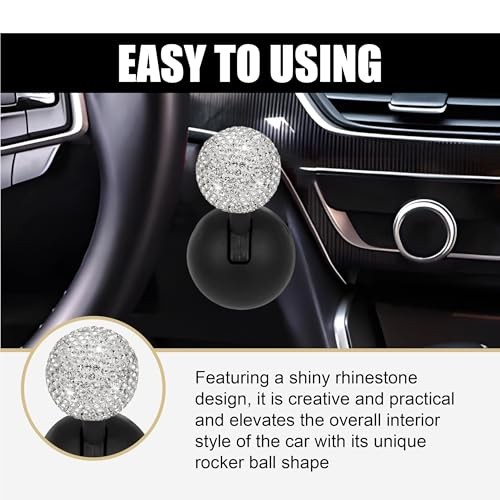 Bling Car Push Starter Button Cover, Rhinestone Auto Engine Joystick White