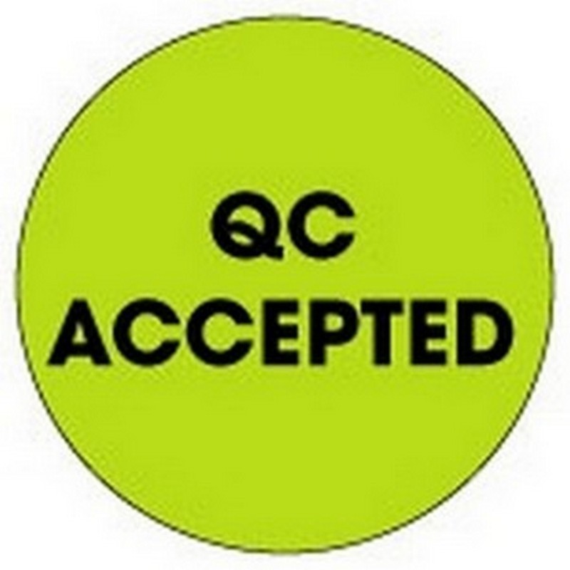 2" Diameter QC Accepted Circle Labels (500 per Roll)