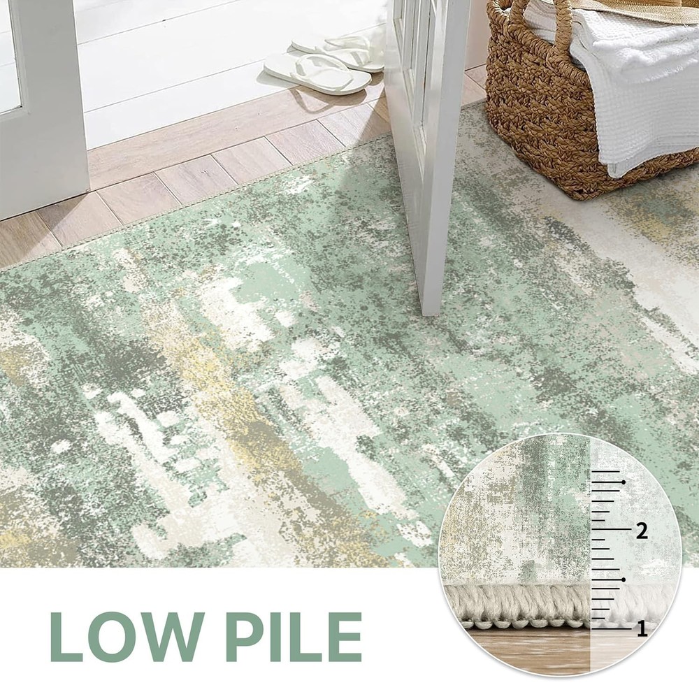 BEIMO Runner Rug for Hallway 2' x 12' (Rectangular), Light Green/Cream