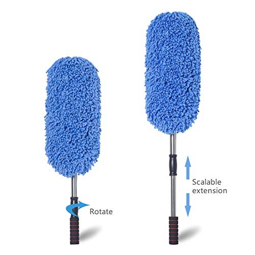 (3 Pack) Microfiber Car Duster Exterior Scratch Free, Extendable Medium Blue