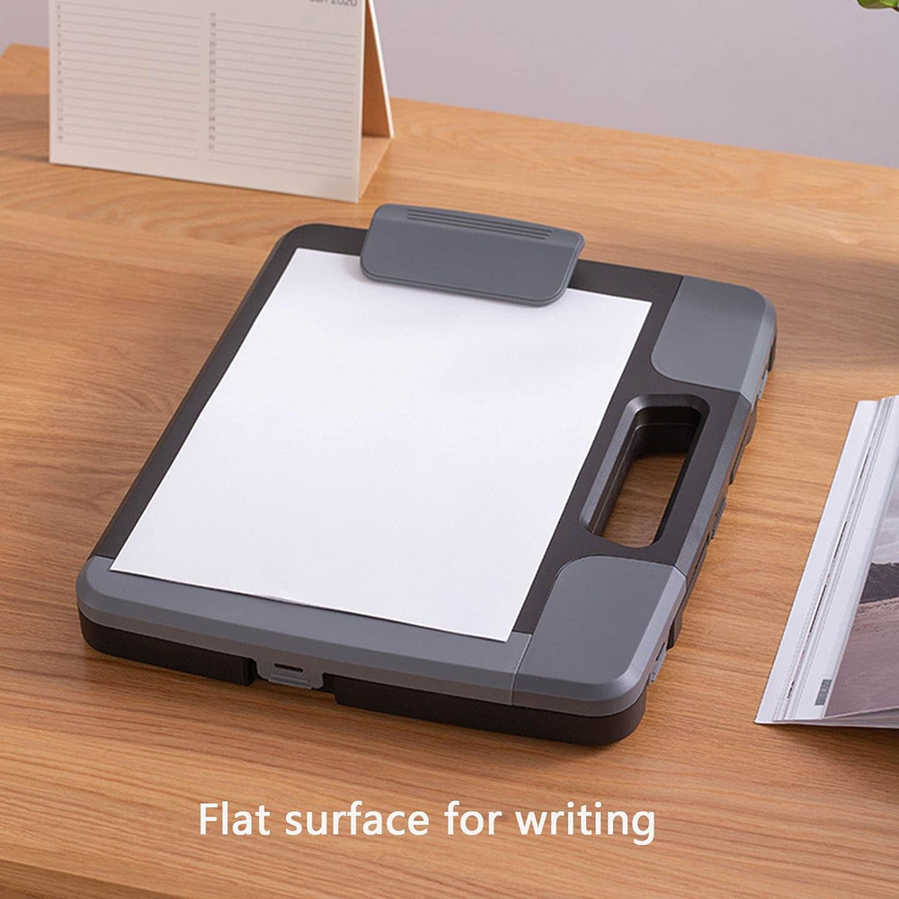 Portable Clipboard Folder with Storage, Plastic Storage Case with Side-Opening,