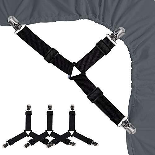 Bed Sheet Holders Straps Fasteners - 4 Pcs 3 Ways Sheet Black 4pcs Set
