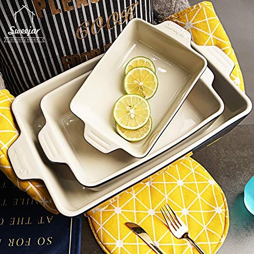 Ceramic Bakeware Set, Rectangular Baking Dish Lasagna Pans for Cooking, Navy