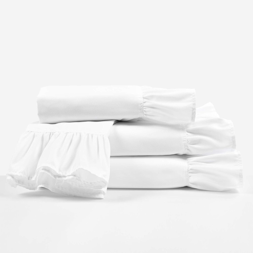Reyna Ruffle Sheet Set, 6 Piece Set, Queen, White - Soft & Comfortable Sheets wi