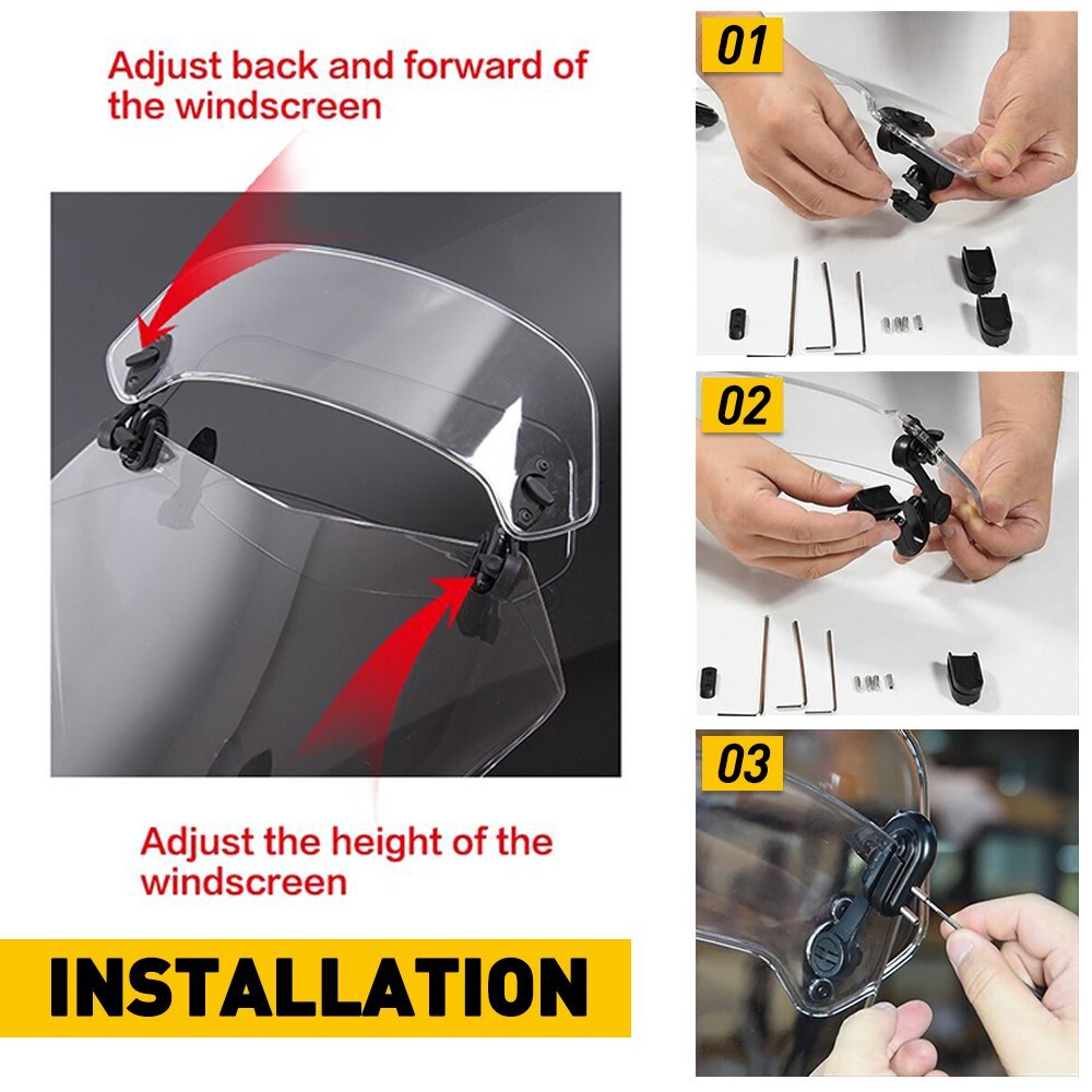 For Motorcycle Adjustable Clip On Windshield Extension Spoiler Deflector