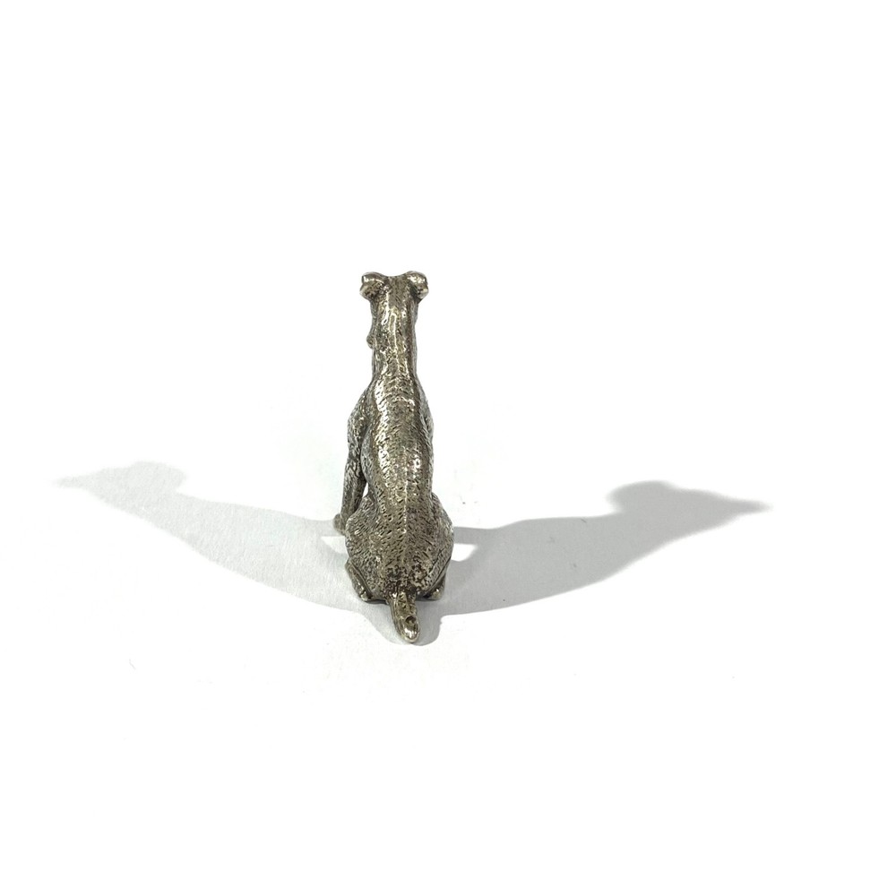 vintage heavy solid silver boxer miniature , dog figurine