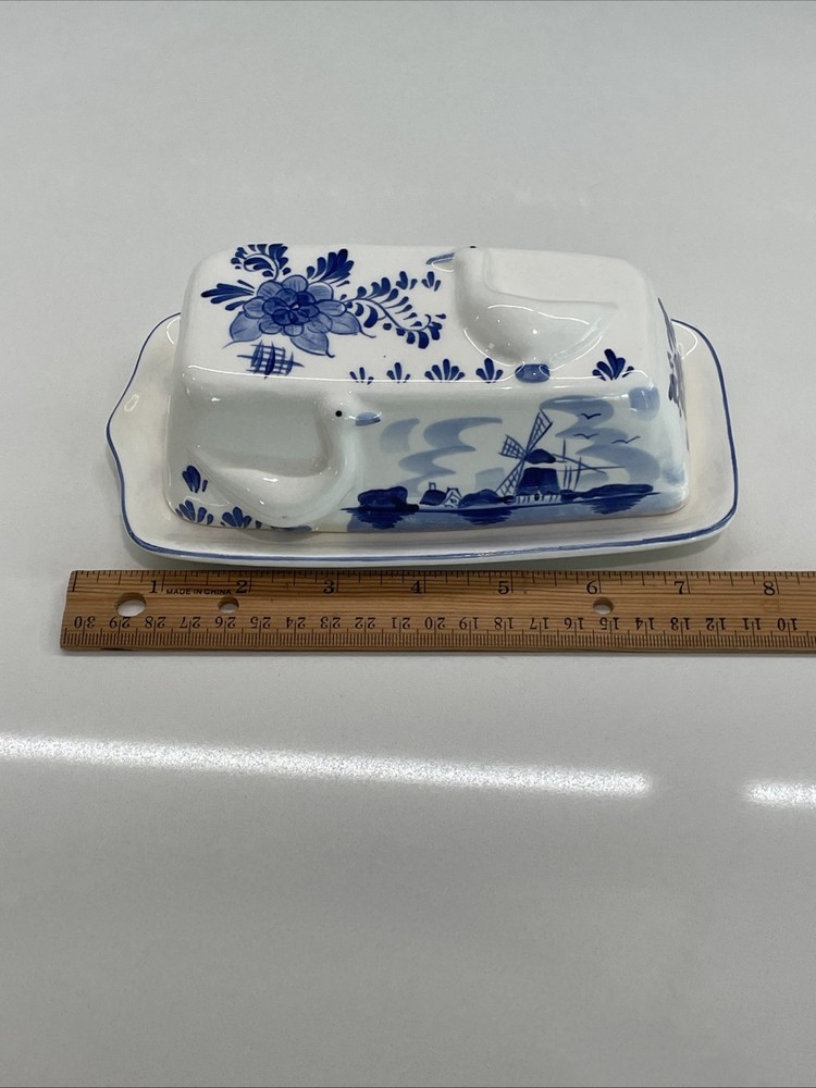 Hand Painted Delfts Blue Butter Dish