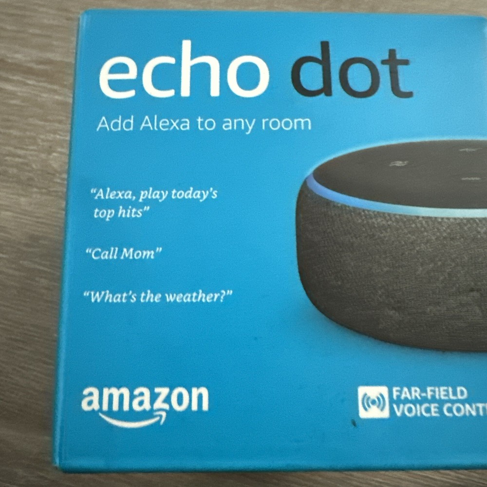 Amazon Echo Dot, Smart Speaker - Charcoal New! Open Box! Never Used!