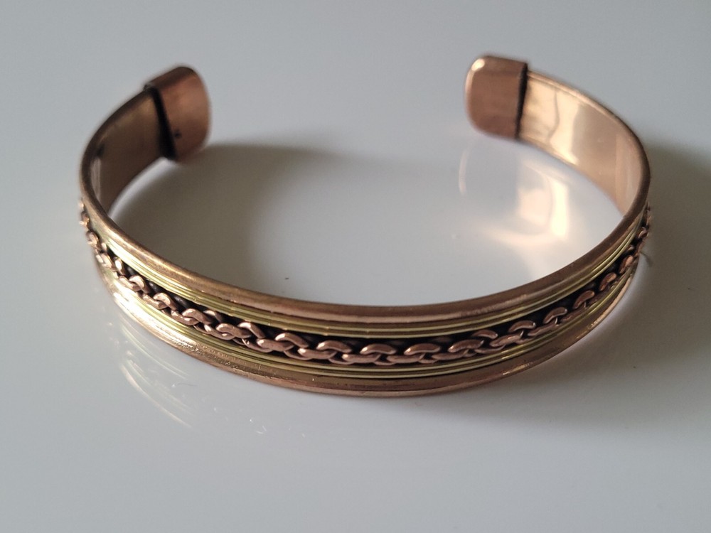 2 Pack Pure Copper Bracelet Solid Copper Arthritis Pain Relief Cuff Bangle Chain