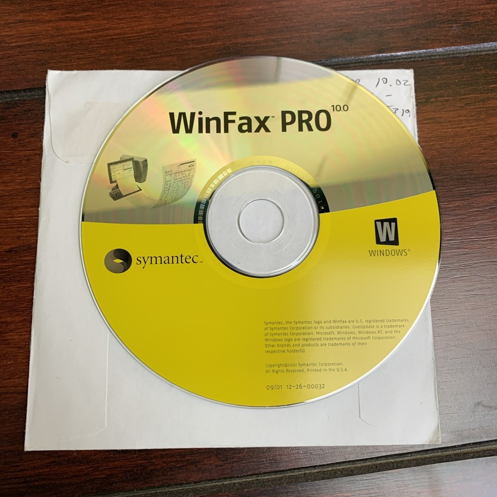 SYMANTEC WinFax Pro VERSION 10 Windows 2000 NT 98 95