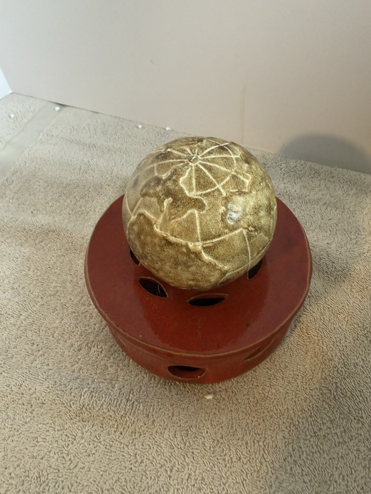 Vintage Gerlinde Parent Ceramic Red Incense Burner with Globe Top