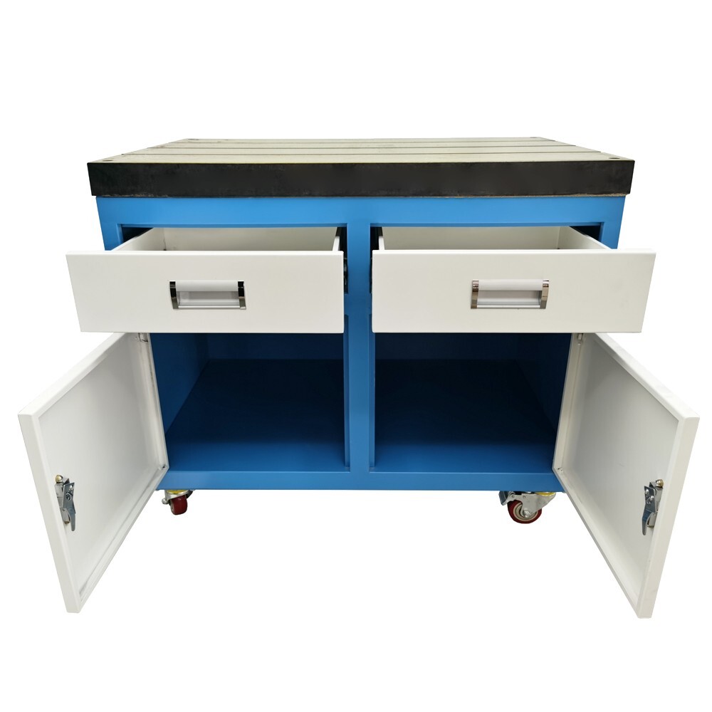 Tapping Machine Worktable Removable T-slot Table Fixed Base Storage Drawers
