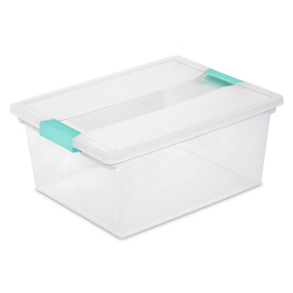 Sterilite Deep Plastic Stackable Storage Bin w/ Clear Latch Lid, Clear (4 Pack)