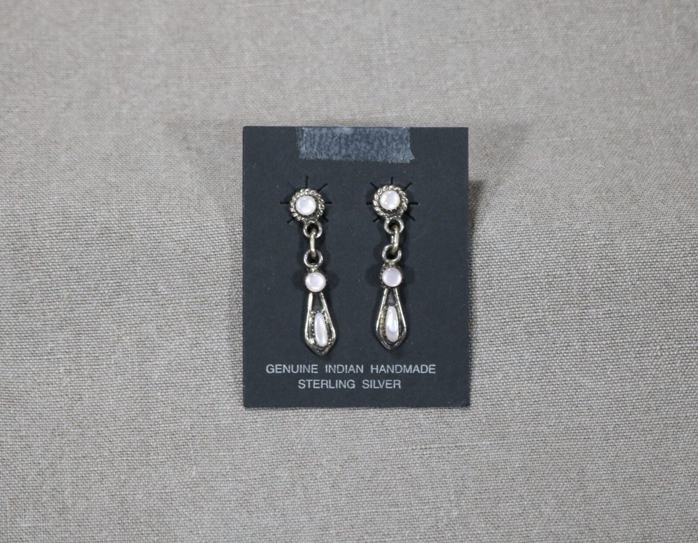 Handmade 925 sterling silver MOP native dangle earrings