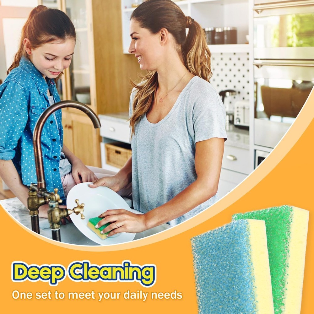 Scrub Sponge, Dual-Sided Temperature-Responsive Scrubber - Non-Scratch