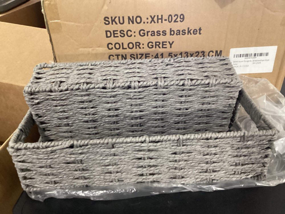 Gray Color Grass Woven Storage Bins 2)