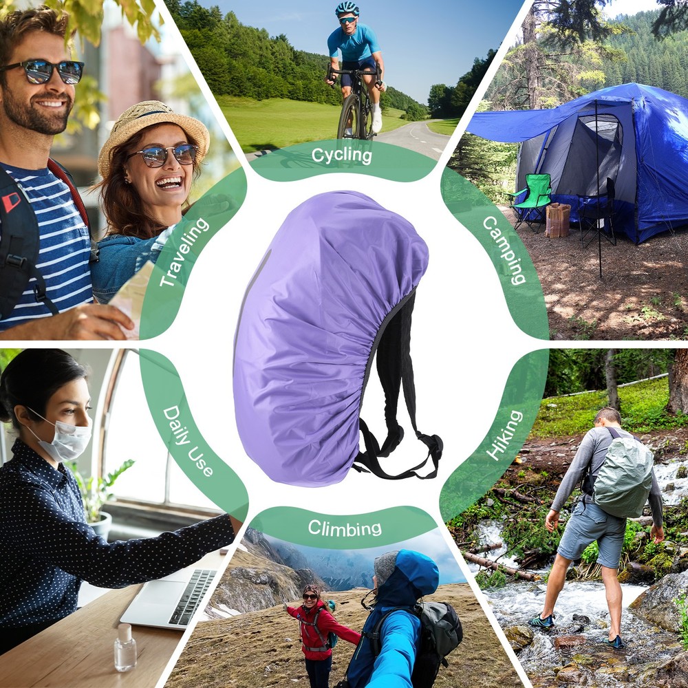 55L-65L Backpack Rain Cover with A Vertical Reflective Strap [Purple]
