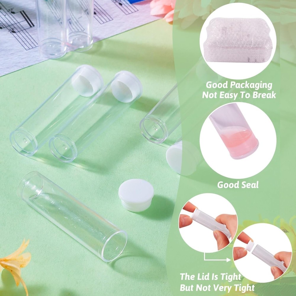 100Pcs Transparent Clear Plastic Small Empty Storage Tubes Bead Container Set...