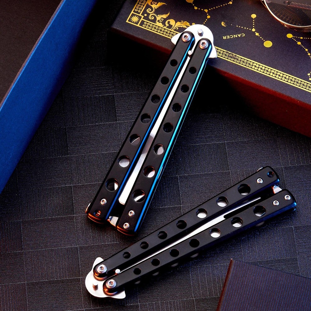 2 Pcs Butterfly Fork and Spoon Set, Tactical Folding Black