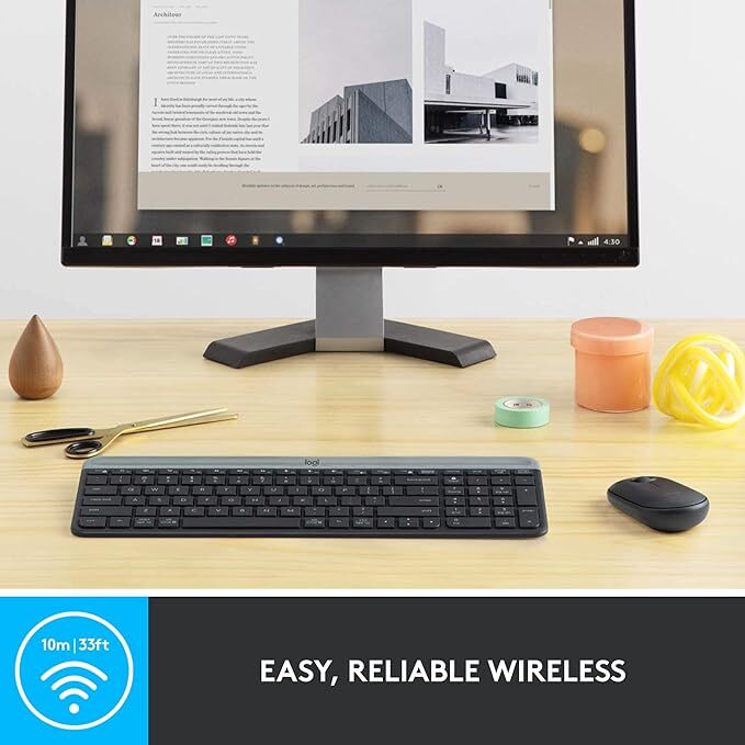 Logitech MK470 Slim Wireless Keyboard and Mouse Combo Modern Compact Layout