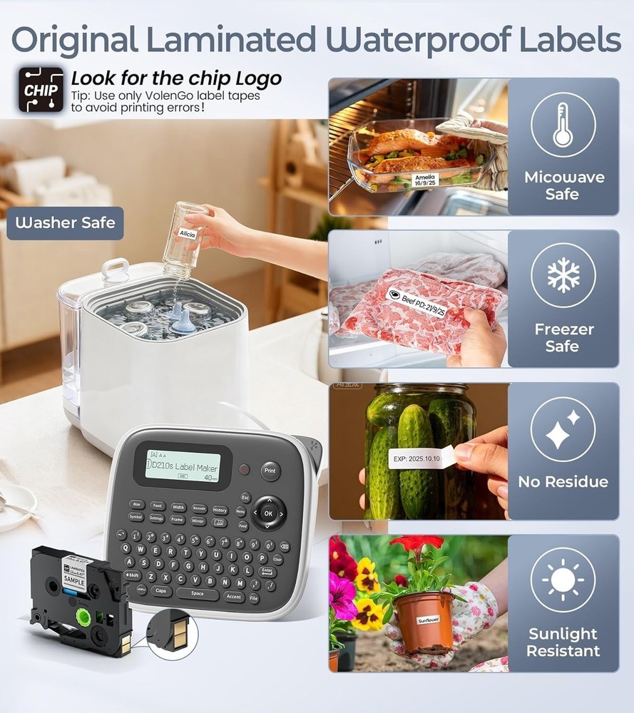 Versatile Label Maker Machine with Tape: Durable Waterproof Labels, 12mm - D210s