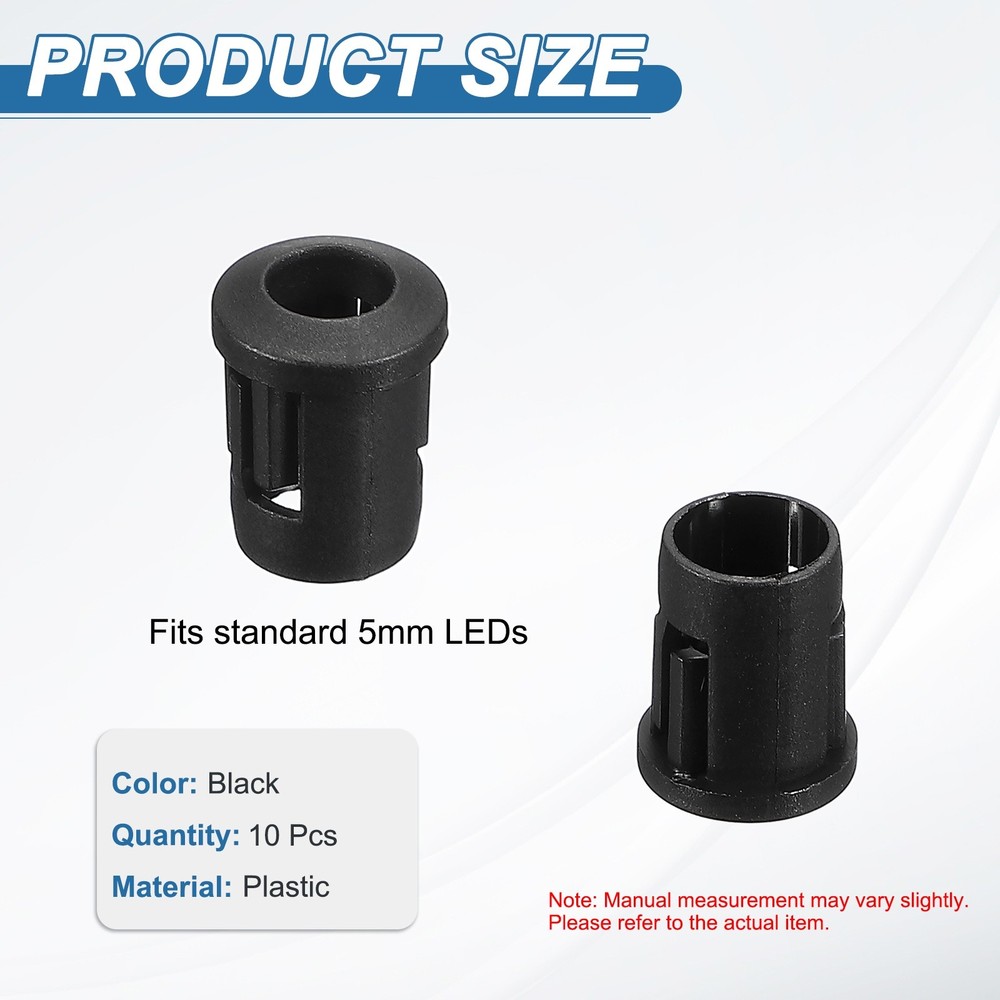 5mm LED Socket 50 Pcs - LED Lamp Holder Clip Plastic, Black