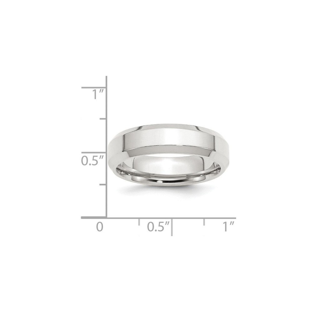 Solid 925 Sterling Silver 6mm Bevel Edge Wedding Band Ring Comfort-Fit 7