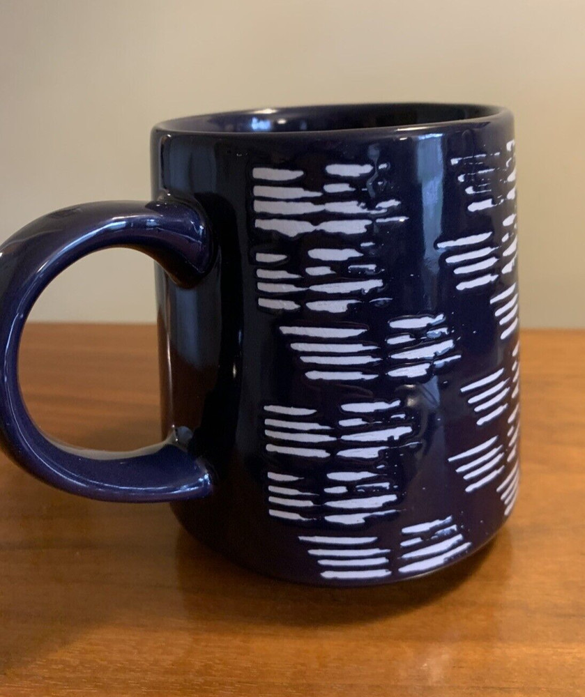 Thyme & Table Drinkware Cobalt Blue & White Lines Stoneware Coffee Tea Mug