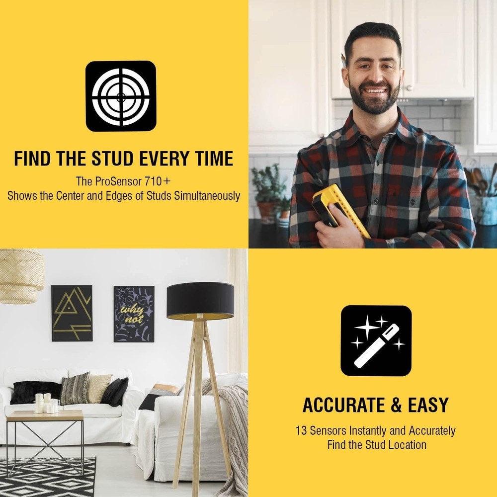 Professional 710 Stud Finder with 1.6" Deep Scan for Home Improvement Projects