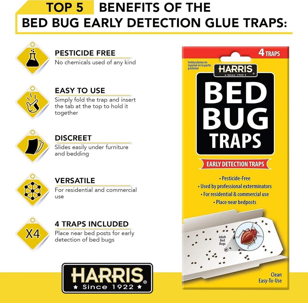 Harris Bed Bug Early Detection Glue Traps (4/Pack)