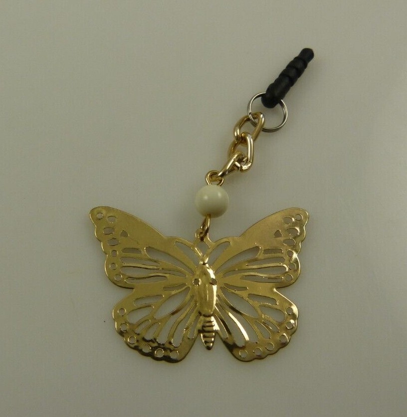 Butterfly cell phone fits Ipad charm ear cap dust plug