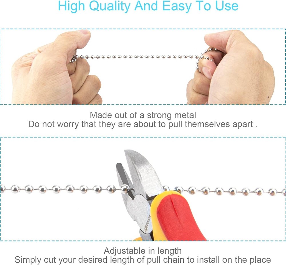 2PCS Ceiling Fan Pull Chains, Premium Fan Pull Chain with 20-inches Extension Ch