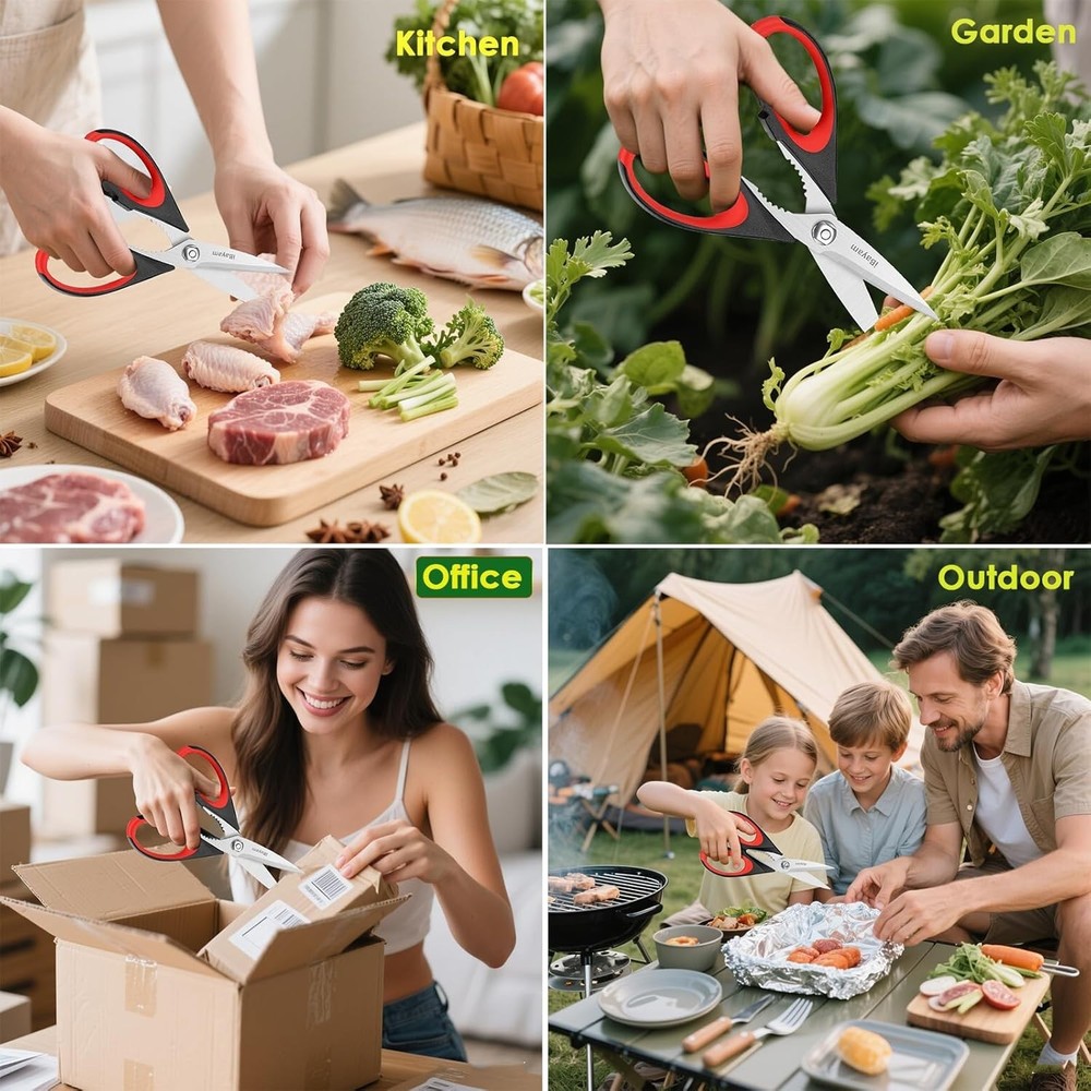 Versatile 2-Pack Kitchen Scissors - Multi-Purpose Heavy Duty & Dishwasher Safe