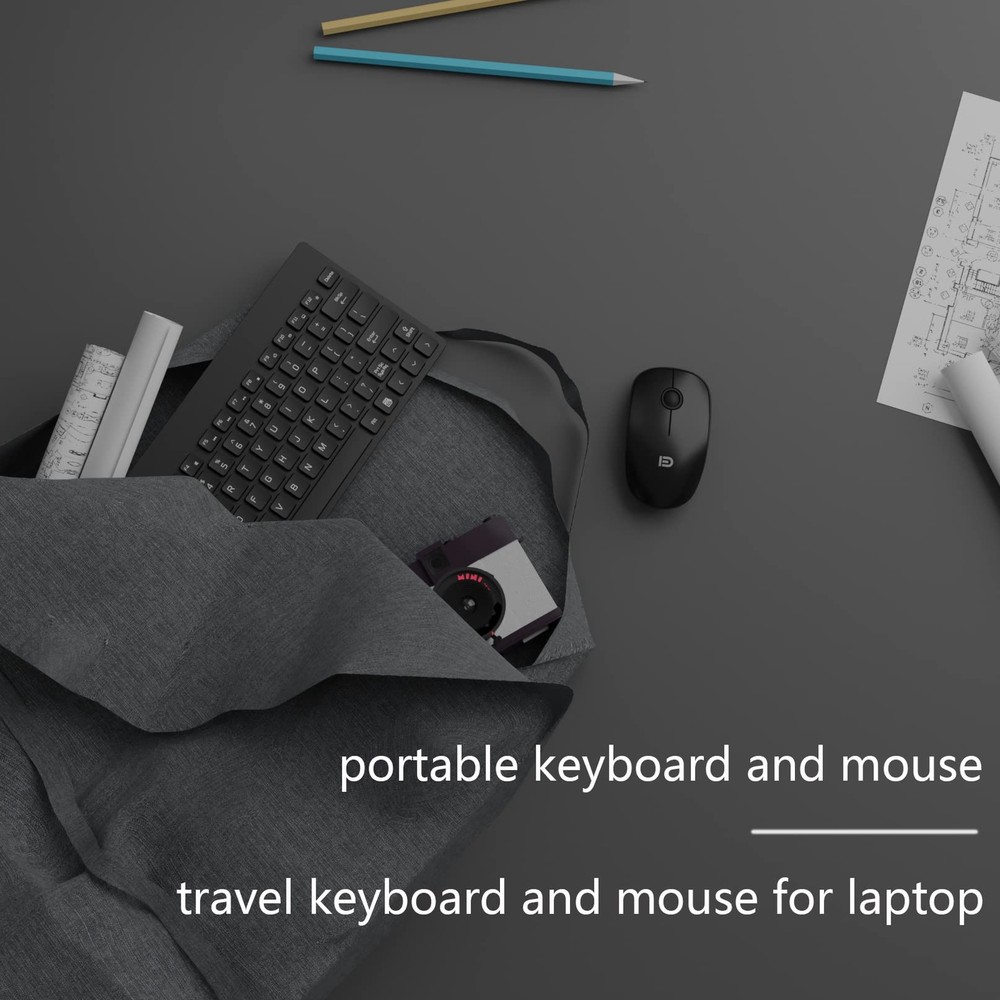 Small Wireless Keyboard & Mouse Set Portable for Laptop PC
