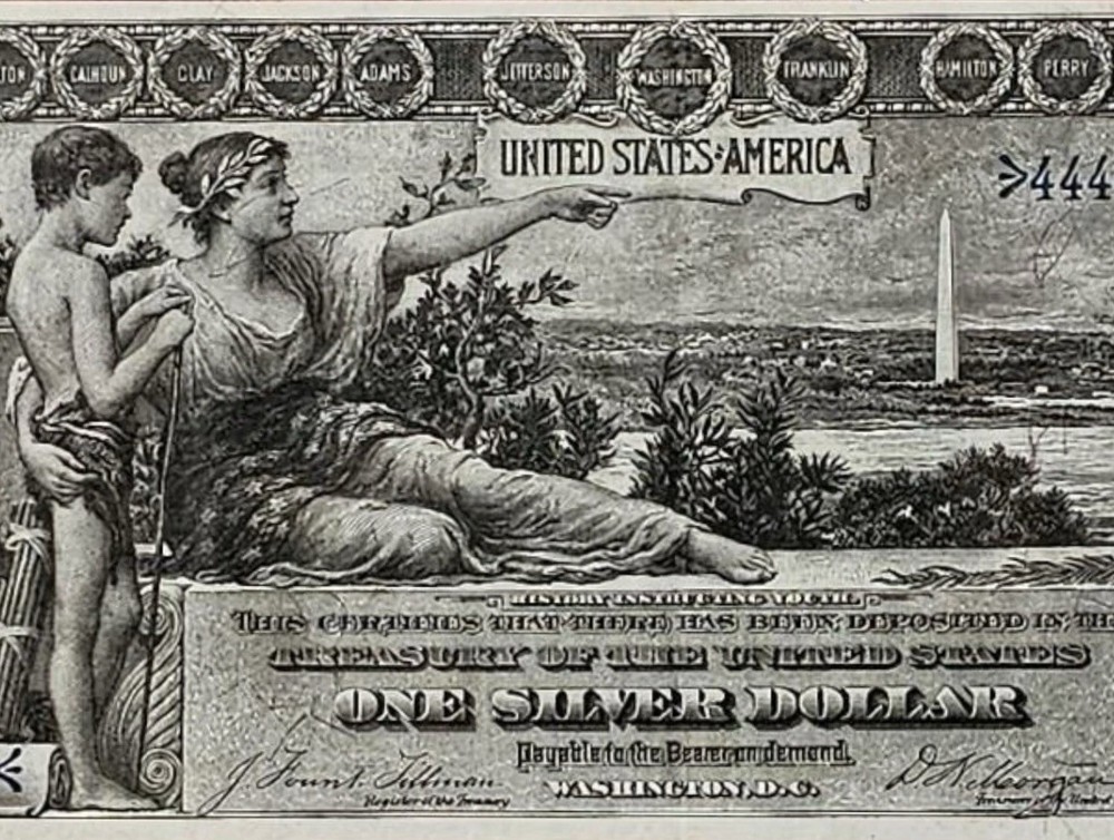1896 $1 🇺🇸 EXAMPLE ( Silver Certificate Educational Note) Solid Number 4’s EPQ
