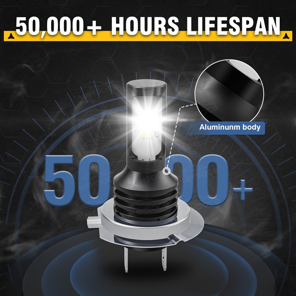 2x H7 LED Headlight Bulb Kit High Low Beam 80000LM Super Bright 6500K White