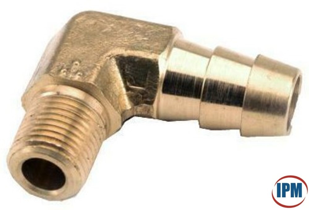 5/16" Hose Barb x 1/4" Male NPT Brass 90° Elbow 5HB-4MNPT-90 (IPM) FACTORY NEW!