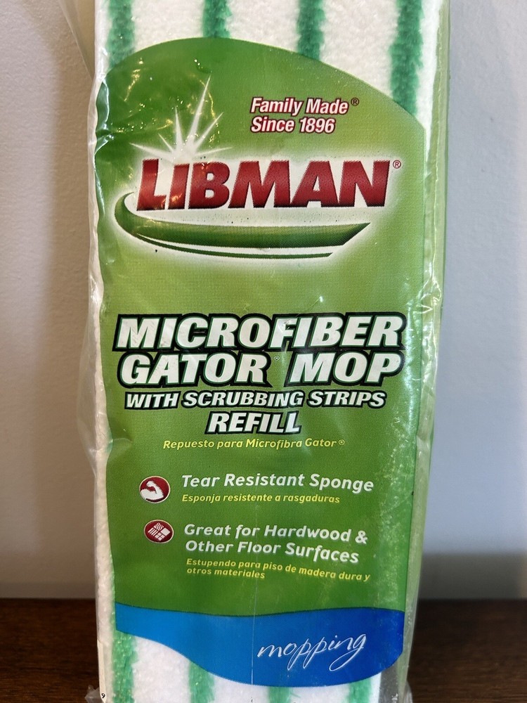 LIBMAN Microfiber Gator Mop Refill with Scrubbing Strips, Model 02025 NEW SEALED