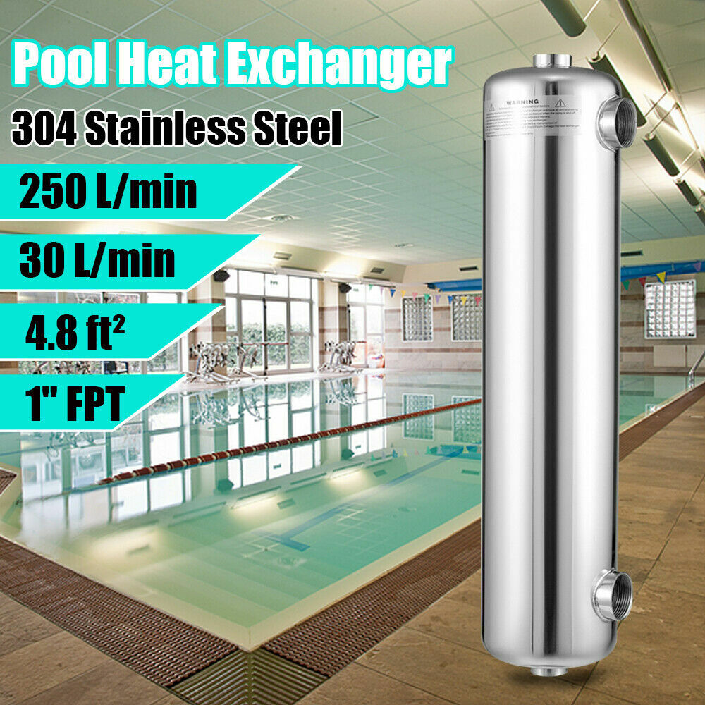 New Swimming Pool Heat Exchanger 200 kBtu/hour 1"+1 1/2" FPT Stainless Steel