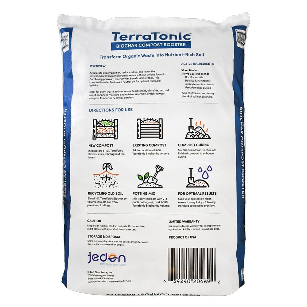 TerraTonic 30-QT Organic Biochar Compost Accelerator for Quick Decomposition
