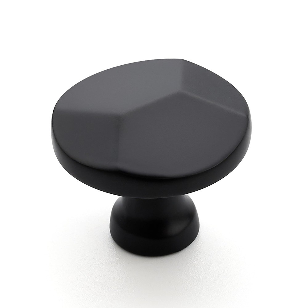 25 Pack Matte Black Round Cabinet Hardware Knobs,Solid Alloy Single Hole Draw...