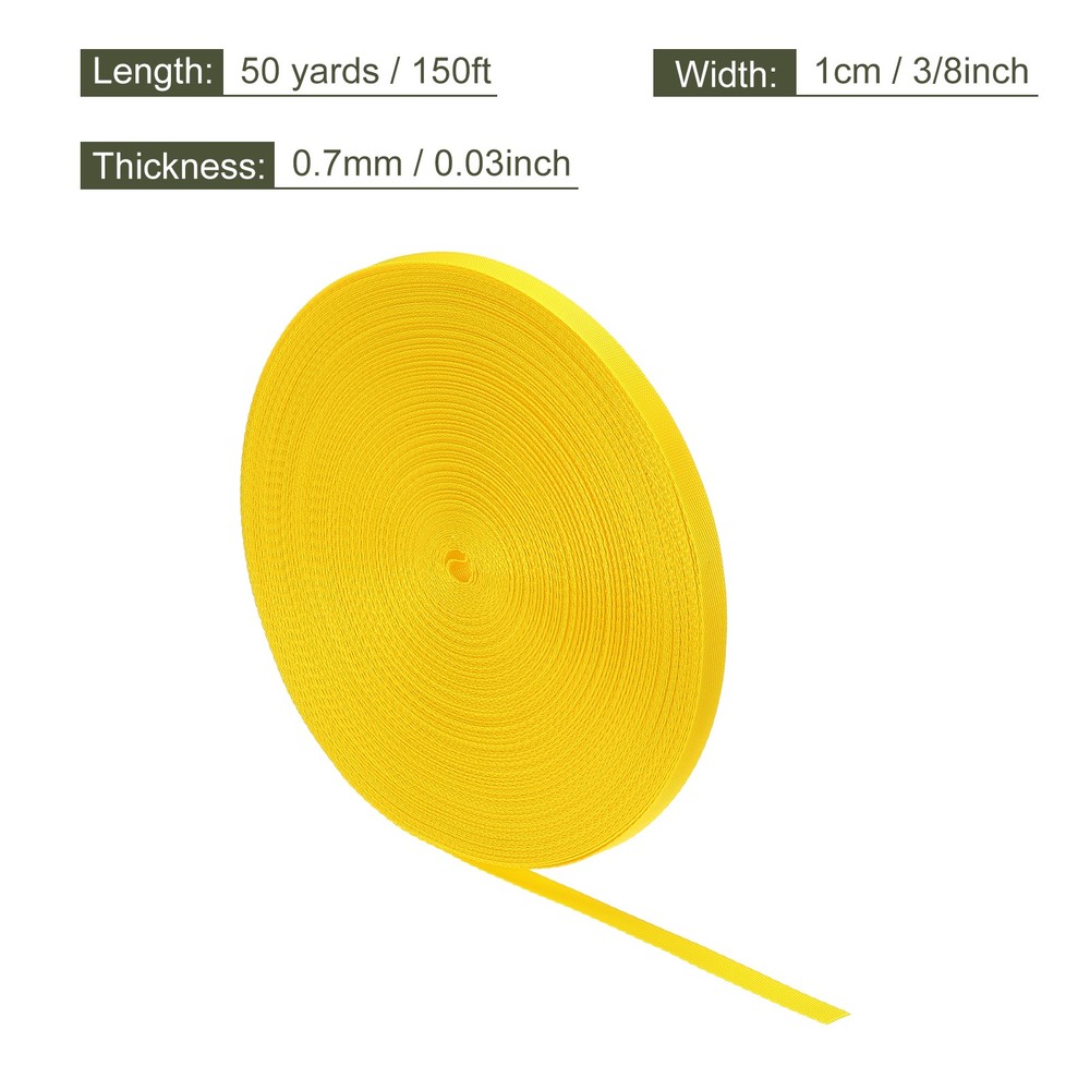 Flat Nylon Webbing Strap 3/8 Inch 50 Yards Corn Yellow for Backpack